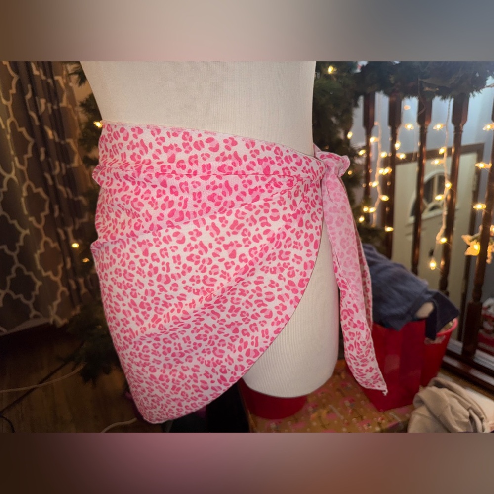 Pink and white leopard print Swim cover skirt